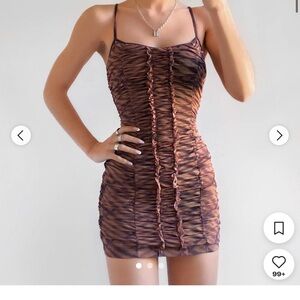 Urban Outfitters Brown Bodycon Mini Dress with Spaghetti Straps